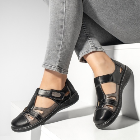 Pantofi dama, Pantofi casual dama cu scai negri MOD13310, modlet.ro