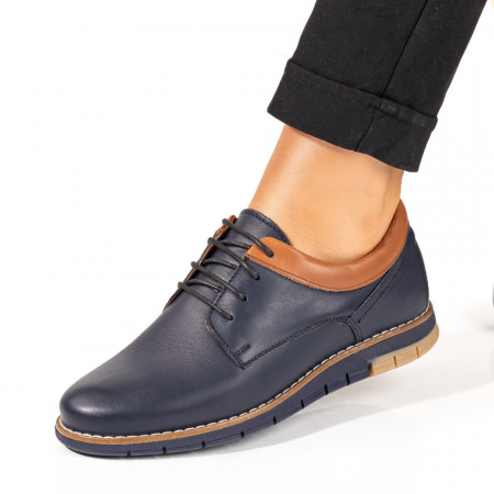 Plateste Jumatate!, Pantofi casual dama cu siret albastri din Piele naturala MOD10253, modlet.ro