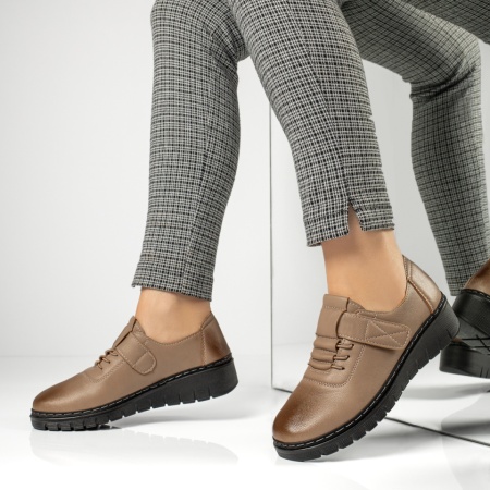 Pantofi dama, Pantofi casual dama cu siret elastic maro MOD10331, modlet.ro