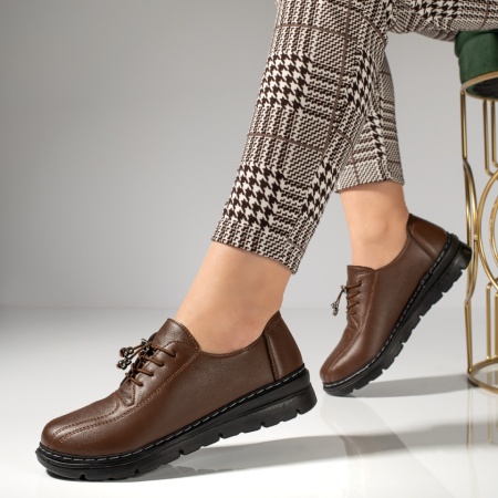 Pantofi casual dama cu siret elastic maro MOD12982, 2, modlet.ro