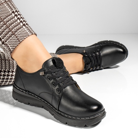 Pantofi casual dama cu siret elastic negri MOD13097, 2, modlet.ro