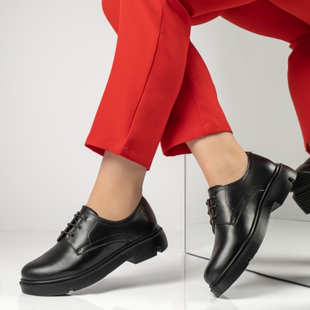 Pantofi casual dama, Pantofi casual dama cu siret negri din Piele naturala MOD13415, modlet.ro