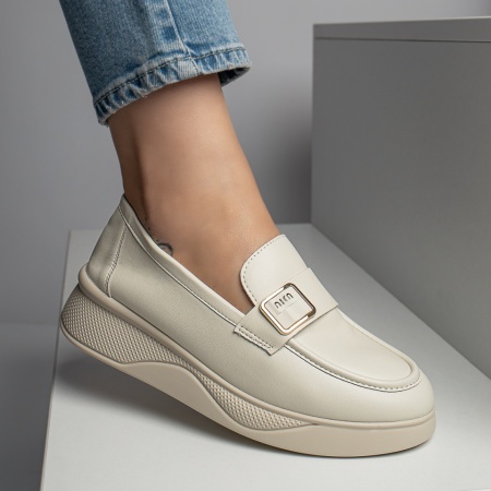 Pantofi casual dama cu talpa groasa bej MOD10953, 4, modlet.ro