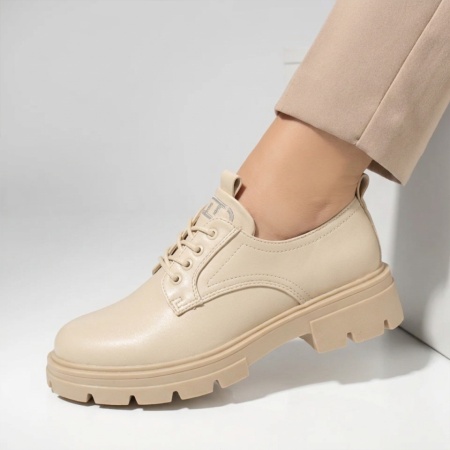 Pantofi casual dama cu talpa groasa bej NINA2, 2, modlet.ro