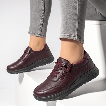 Pantofi casual dama cu talpa groasa visinii IOANA3, 2, modlet.ro