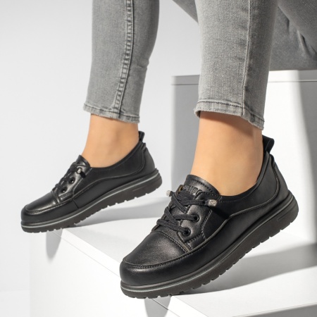 Pantofi casual dama cu talpa joasa negri EVA2, 4, modlet.ro