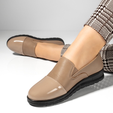 Pantofi dama, Pantofi casual dama cu varf lucios bej MOD10106, modlet.ro