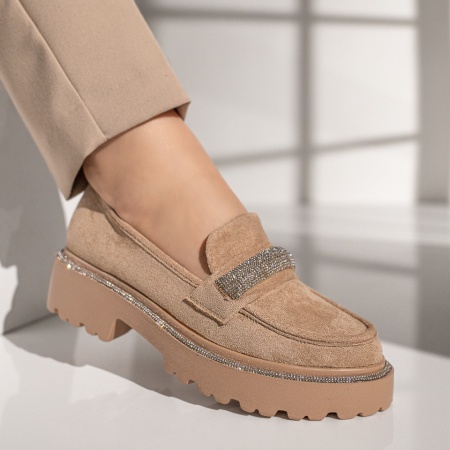 Pantofi casual dama khaki suede ZEF11874, 4, zeforia.ro