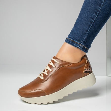 Pantofi casual dama, Pantofi casual dama maro din Piele naturala MOD00430, modlet.ro