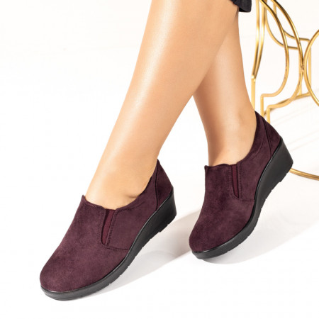 Pantofi casual cu platforma, Pantofi casual dama mov suede cu platforma mica MDL10088 - modlet.ro