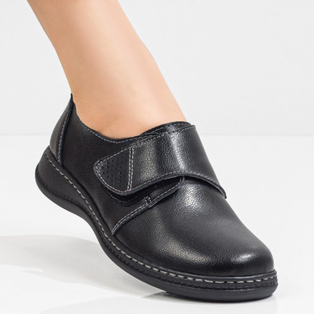 Plateste Jumatate!, Pantofi casual dama negri cu scai din Piele naturala MOD06740, modlet.ro