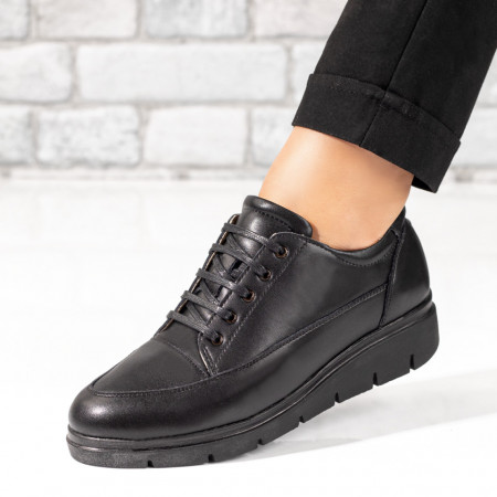 Pantofi casual dama, Pantofi casual dama negri cu talpa groasa din Piele naturala MOD10249, modlet.ro