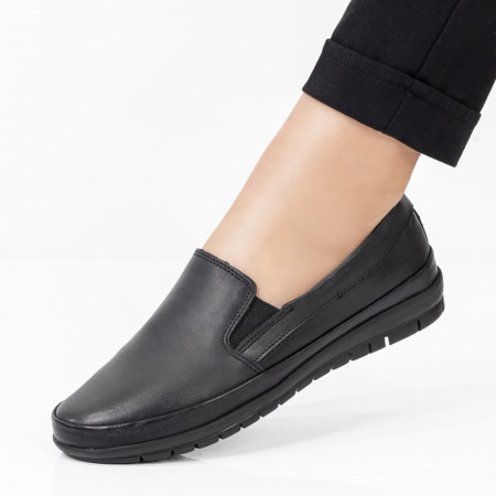 Oferta zilei, Pantofi casual dama negri din Piele naturala MOD03653, modlet.ro