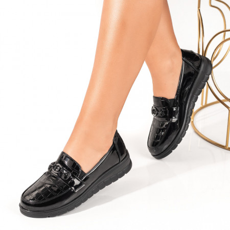 Pantofi dama, Pantofi casual dama negri luciosi MOD09985, modlet.ro
