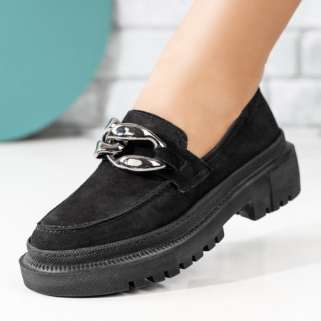 Pantofi casual dama negri suede din Piele naturala cu aplicatii metalice ZEF07051, 4, zeforia.ro