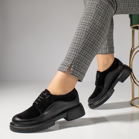 Pantofi casual dama negri suede din Piele naturala MOD12136, 2, modlet.ro