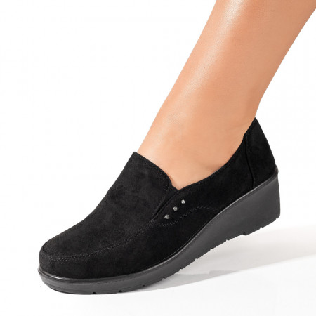 Pantofi casual dama, Pantofi casual dama negri suede MOD10087, modlet.ro