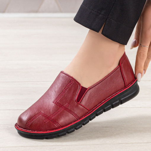 Pantofi casual dama rosii din piele ecologica MDL02948