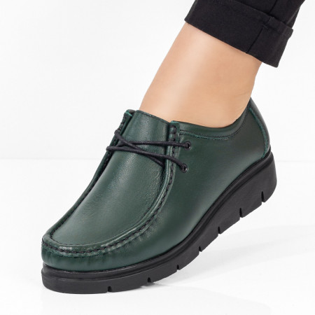 Dama - Clasic, Pantofi casual dama verzi din Piele naturala ZEF03574 - zeforia.ro