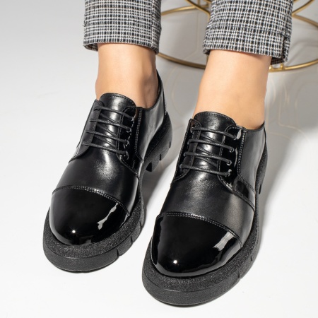 Pantofi casual negri cu siret din Piele naturala MOD11887, 4, modlet.ro