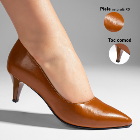Pantofi cu toc dama maro din Piele naturala MOD11004, 3, modlet.ro