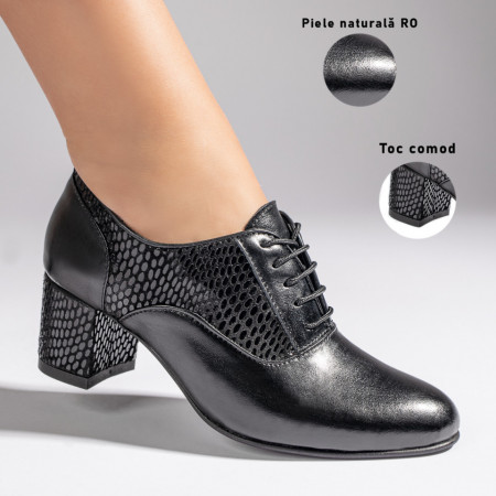 Pantofi cu toc dama negri din Piele naturala MOD11009, 3, modlet.ro