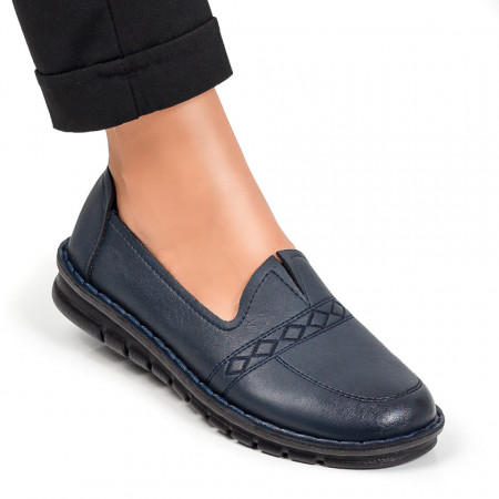 Pantofi casual dama, Pantofi dama albastri casual cu insertii de material elastic ZEF02954 - zeforia.ro