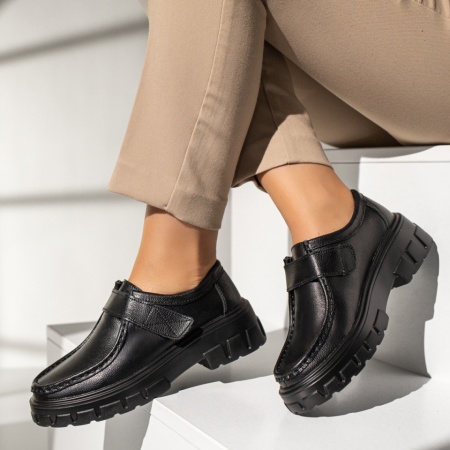 Pantofi dama casual cu scai si talpa groasa negri din Piele naturala MOD13977, 2, modlet.ro