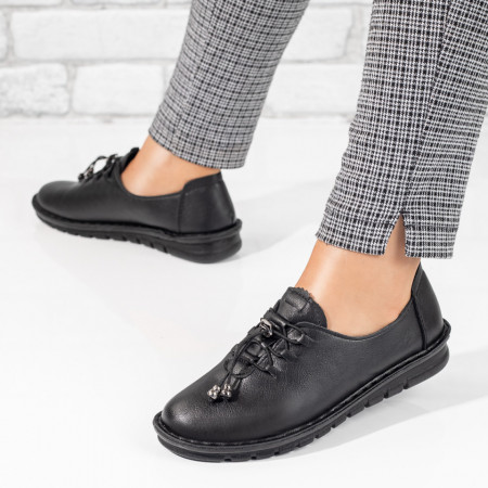 Pantofi casual dama, Pantofi dama casual cu siret negri MOD02962, modlet.ro