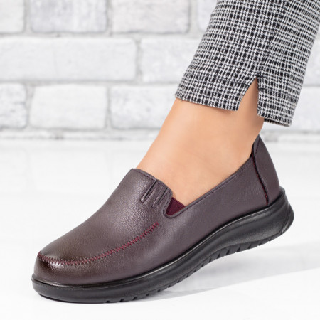 Pantofi dama casual mov cu insertii de material elastic MDL03077