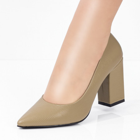 Pantofi dama, Pantofi dama cu toc gros verzi MOD08379, modlet.ro