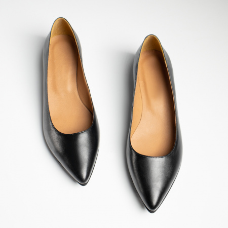 Pantofi cu toc mic dama, Pantofi dama cu toc mic negri din Piele naturala ZEF06141 - zeforia.ro