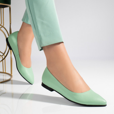 Pantofi dama cu toc mic verde deschis din Piele naturala MOD06141, 4, modlet.ro