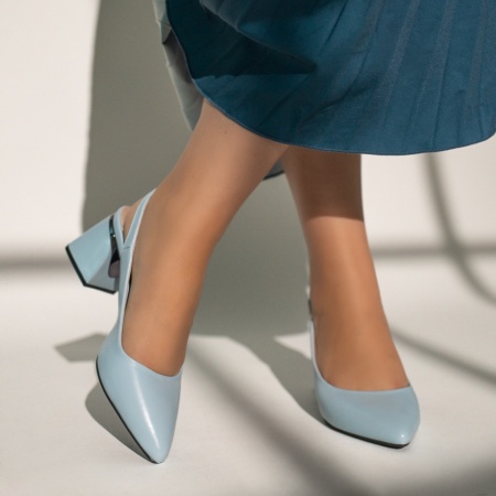 Pantofi dama cu toc si bareta albastri MOD11653, 4, modlet.ro