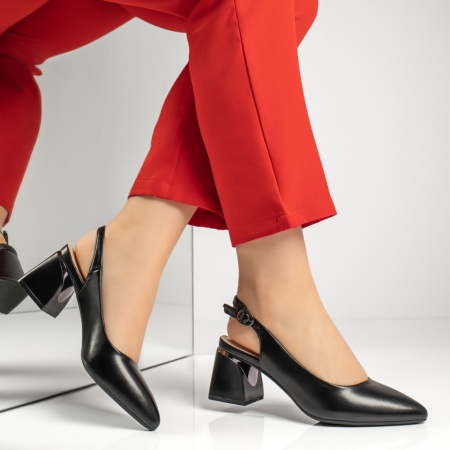 Pantofi dama cu toc si bareta negri IRIS35, 4, modlet.ro