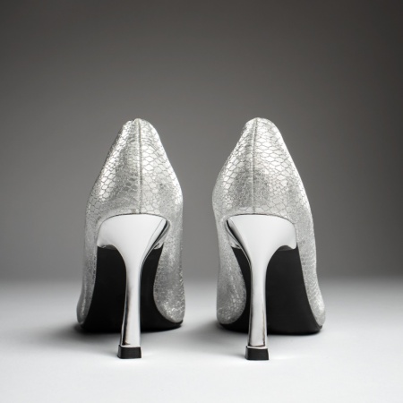 Pantofi dama cu toc subtire si print argintii MOD13700, 2, modlet.ro