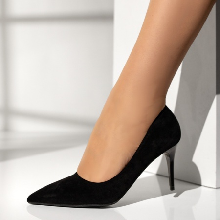 Pantofi dama Stiletto negru suede MOD09972, 2, modlet.ro
