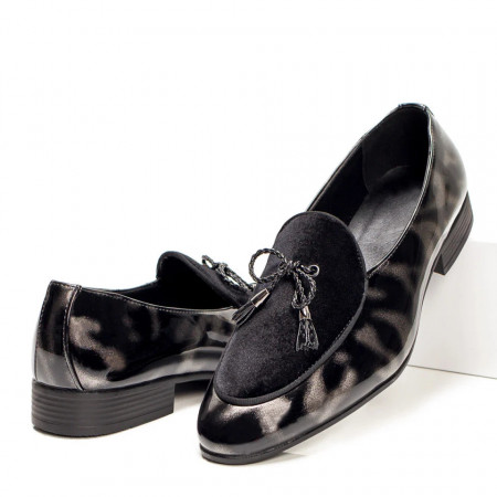 Pantofi eleganti barbati cu aspect lucios gri MOD05397, 2, modlet.ro