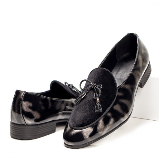 Plateste Jumatate!, Pantofi eleganti barbati cu aspect lucios gri MOD05397, modlet.ro
