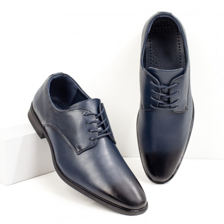 REDUCERI INCALTAMINTE, Pantofi eleganti barbati cu perforatii albastri MOD09050, modlet.ro