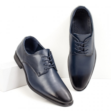 Pantofi eleganti barbati cu perforatii albastri ZEF09050