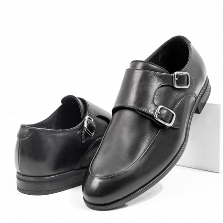 Pantofi eleganti barbati negri cu catarame din Piele naturala MOD08462, 2, modlet.ro
