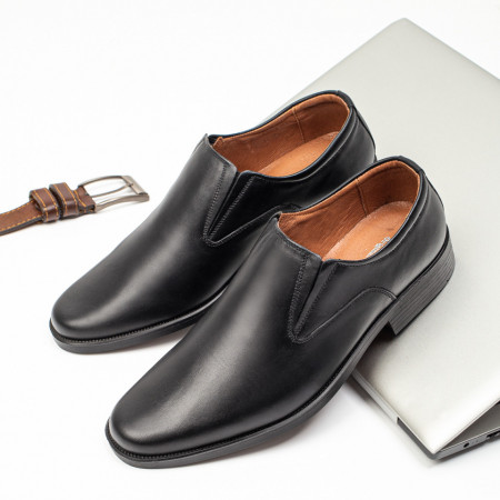 Incaltaminte barbati, Pantofi eleganti barbati negri din Piele naturala MOD03969, modlet.ro