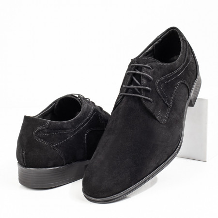 Pantofi eleganti barbati negri suede din Piele naturala MOD03547, 2, modlet.ro
