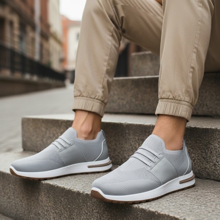 Pantofi sport barbati cu siret elastic gri MOD14206, 2, modlet.ro
