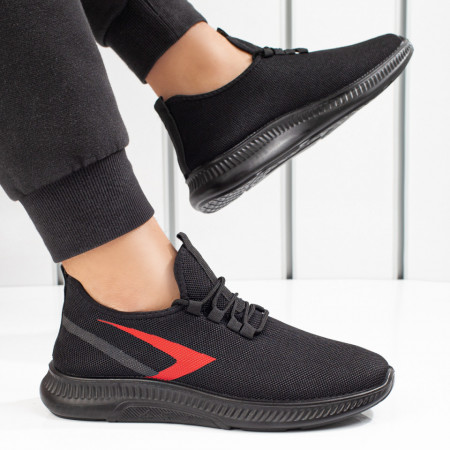 REDUCERI INCALTAMINTE, Pantofi sport barbati cu siret negri cu rosii MOD08524, modlet.ro