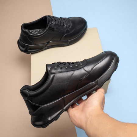 Pantofi sport barbati cu siret si fermoar negri din Piele naturala MOD13966, 2, modlet.ro