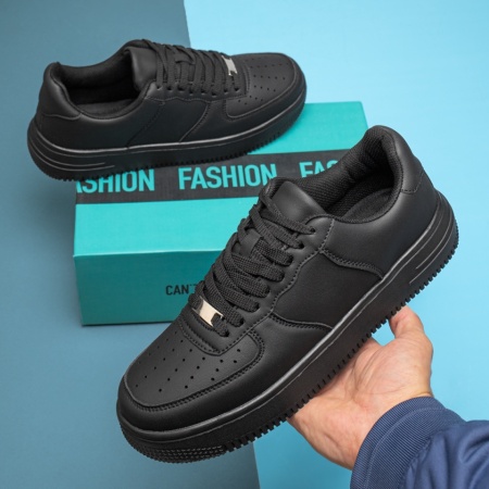 Pantofi sport barbati cu siret si talpa groasa negri MOD13044, 3, modlet.ro