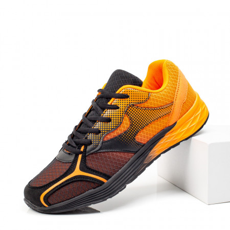 1+JUMATATE Barbati, Pantofi sport barbati portocalii cu negru MDL09824 - modlet.ro
