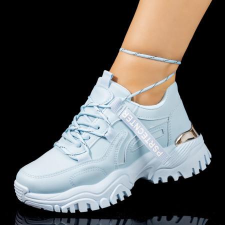 Adidasi dama, Pantofi sport dama albastri cu siret MOD03453, modlet.ro